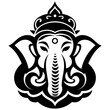 Indian god ganesh tattoo style vector illustration, ganesha logo