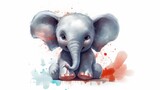 Fototapeta Dziecięca - a sketch of a painted cute little elephant in the styl.Generative AI