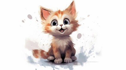 a sketch of a painted cute little cat in the style of.Generative AI