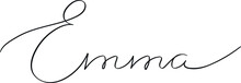 Female Name Emma. Girl’s Name Handwritten Lettering Calligraphy Typescript Isolated On White Background. Vector Art