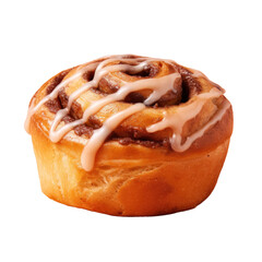 Canvas Print - Closeup photo of a cinnamon roll on transparent background and brown paper