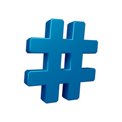 Poster - 3D hashtag symbol or icon design in blue color