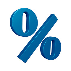 Poster - 3D percent symbol or icon design in blue color
