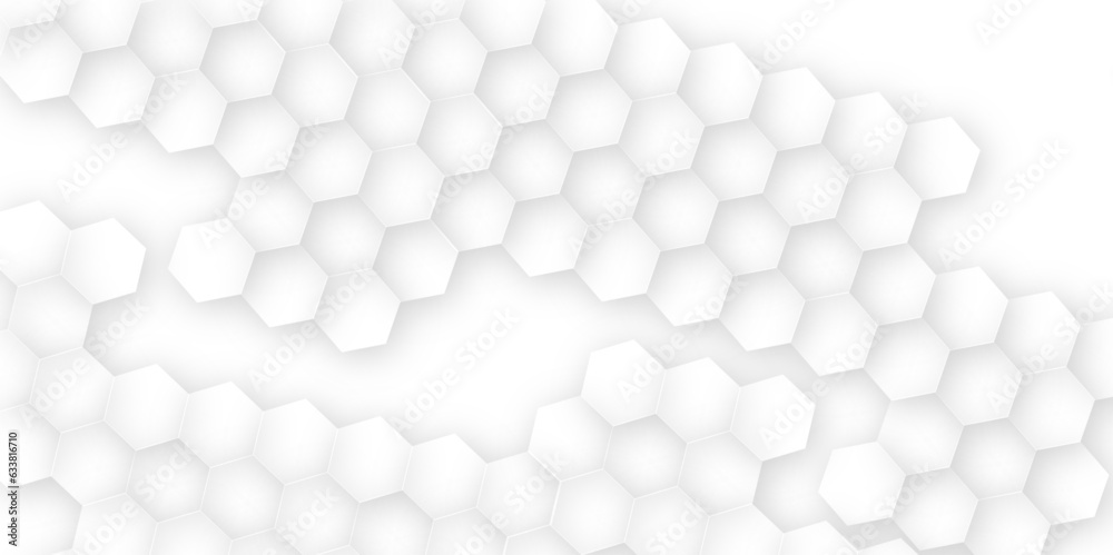 Abstract background with hexagons. Hexagonal structure futuristic white ...