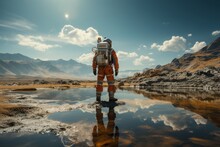 Beyond The Confines Of A Spacecraft, A Lone Astronaut Gazes At The Horizon, An Infinite Expanse Of Stars And Galaxies Stretching Out Before Him.
