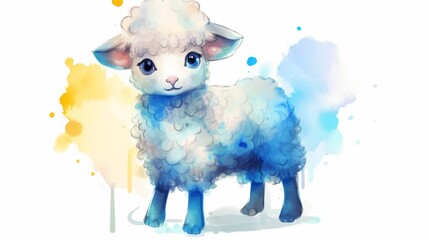 a small cartoon sheep with blue and white eyes in the.Generative AI