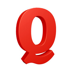 Poster - 3D alphabet letter q in red color for education and text concept