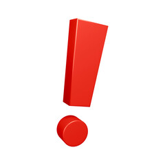 Poster - 3D exclamation mark or icon design in red color