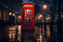 An Iconic Red Telephone Booth In London - Travel And British Culture  - AI Generated