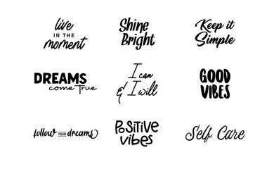 Sticker - Inspirational and motivational quotes. Calligraphic lettering inspiring phrases. Handwriting positive mentality messages.