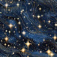 Wall Mural - Magical abstract deep blue starry glowing hd pattern, ai generated