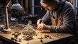 © piai - Jeweler makes jewelry in the workshop. Generative AI