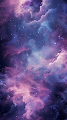 Wall Mural - Purple gradient cosmic galaxy abstract nebula cloudscape hd phone wallpaper, ai generated