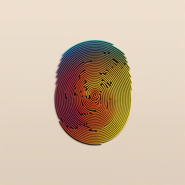 Multi colored abstract fingerprint pattern. Generative Ai illustration