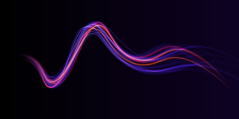 Poster - Neon color glowing lines background, high-speed light trails effect electric light, light effect png.