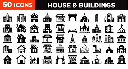 Sticker - set of house and buildings icons