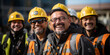 © LomaPari2021 - candid shot Photo with a team construction worker standing with construction site,generative ai