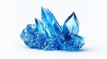 3d Render, Blue Crystal Isolated On White Background Generative AI