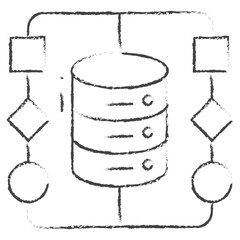 Sticker - Hand drawn Database algorithm illustration icon