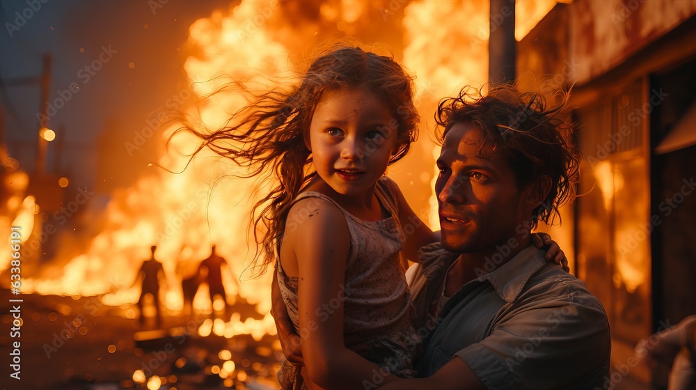 Stock Peope Raging People fleeing from the fire, depicting a scene of urgency and escape ...