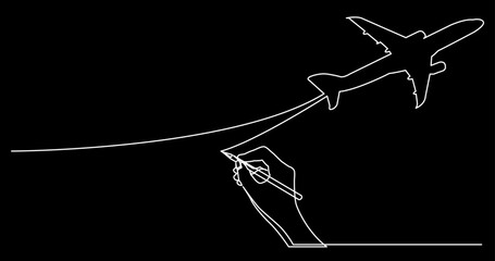 Poster - continuous line drawing vector illustration with fully editable stroke of business concept sketch on