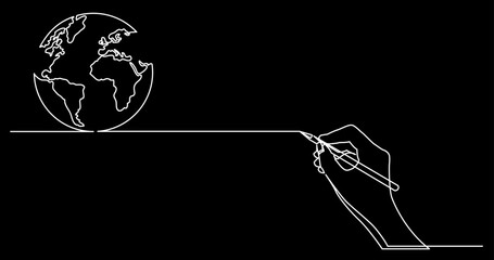 Poster - continuous line drawing vector illustration with fully editable stroke of business concept sketch on