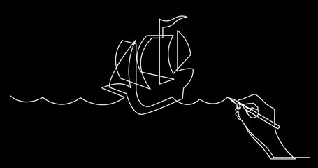 Poster - continuous line drawing vector illustration with fully editable stroke of business concept sketch on