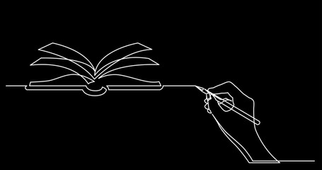 Poster - continuous line drawing vector illustration with fully editable stroke of business concept sketch on