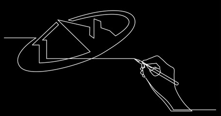 Poster - continuous line drawing vector illustration with fully editable stroke of business concept sketch on