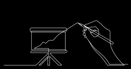 Poster - continuous line drawing vector illustration with fully editable stroke of business concept sketch on