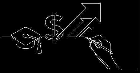 Poster - continuous line drawing vector illustration with fully editable stroke of business concept sketch on