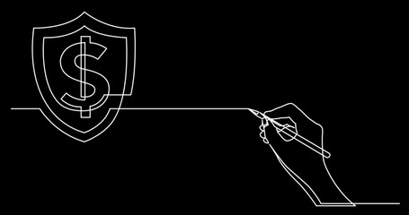 Poster - continuous line drawing vector illustration with fully editable stroke of business concept sketch on