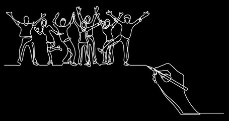 Poster - continuous line drawing vector illustration with fully editable stroke of business concept sketch on