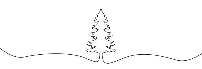 Christmas tree one line drawing.Merry Christmas decoration continuous line.Continuous line drawing of christmas tree .