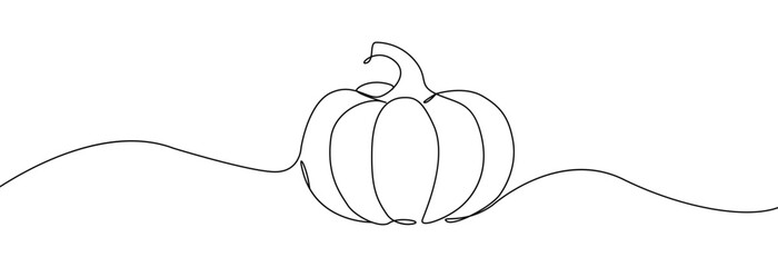 Vector pumpkin one line . Continuous line drawing pumpkin. Thanksgiving symbol.