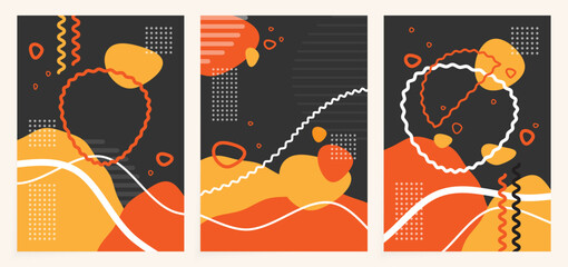 Leinwandbilder - Geometric banner. Set of vector illustrations. Memphis and clean style backgrounds