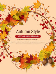 Wall Mural - Autumn style elegant vector background. Design for flyer, invitation card, promo poster, discount coupon, voucher, sale banner