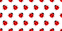 Cute Red Ladybugs Seamless Pattern