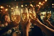 Glamour and Dreams. Friends and Family Raise Their Glasses in a Glamorous New Year's Eve Party to Toast to the Year Ahead. Celebration