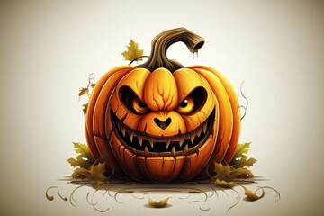 Wall Mural - Halloween pumpkin banner, cartoon, very detailed, Cartoon, hyper realistic, intricate detail, illustration style, high solution, on isolated white background 