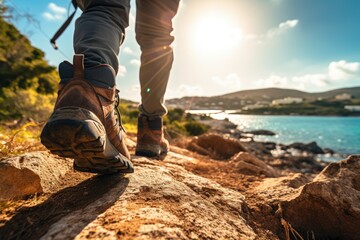 Footprints of Exploration Helenart's Trekker Navigating Albania's Ksam AI GENERATIVE
