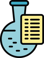 Poster - Study flask icon outline vector. Case research. Business learn color flat