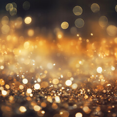 Wall Mural - Background of abstract defocused gold glitter lights. background with bokeh. Generative AI