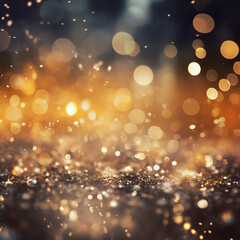 Wall Mural - Background of abstract defocused gold glitter lights. background with bokeh. Generative AI