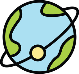 Poster - Global business travel icon outline vector.World around globe. Tourism map color flat