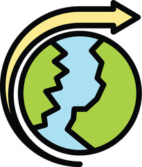 Poster - Earth travel icon outline vector. World globe. Global map color flat