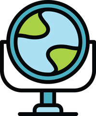 Wall Mural - School globe icon outline vector. World travel. Map global color flat