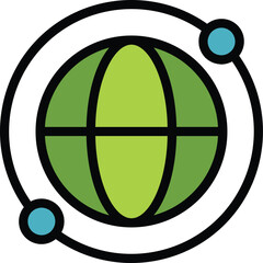 Poster - Global travel location icon outline vector. Globe map. Earth tour color flat