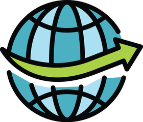 Poster - Planet journey icon outline vector. World globe. Map global color flat