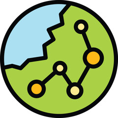 Poster - Earth tour map icon outline vector. World travel. Global plane color flat